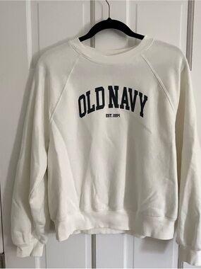 Old Navy Cream Sweatshirt with Navy Logo